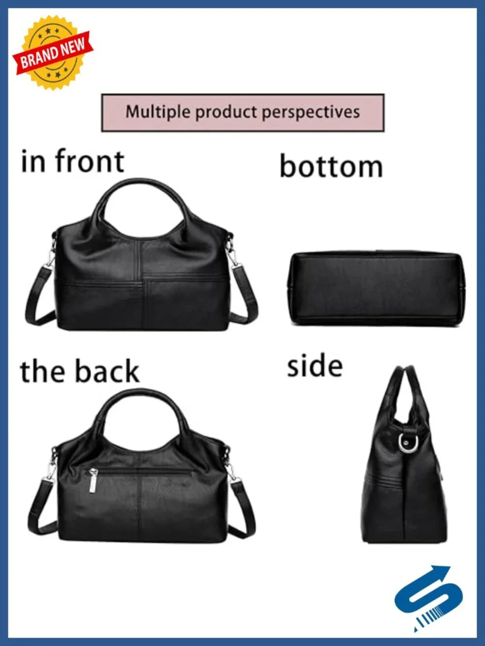FSD. WG Leather Shoulder Bag Women Top Handle Tote Satchel Hobo